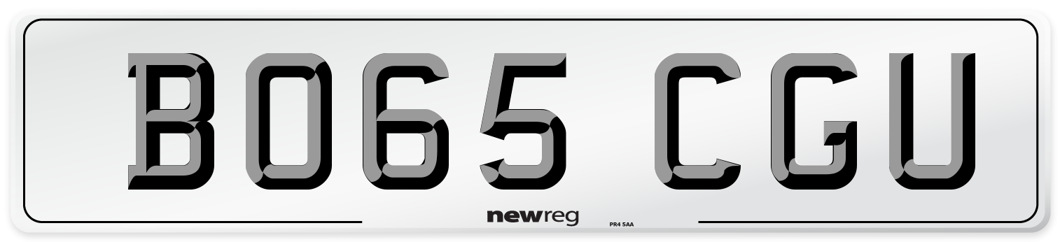 BO65 CGU Number Plate from New Reg